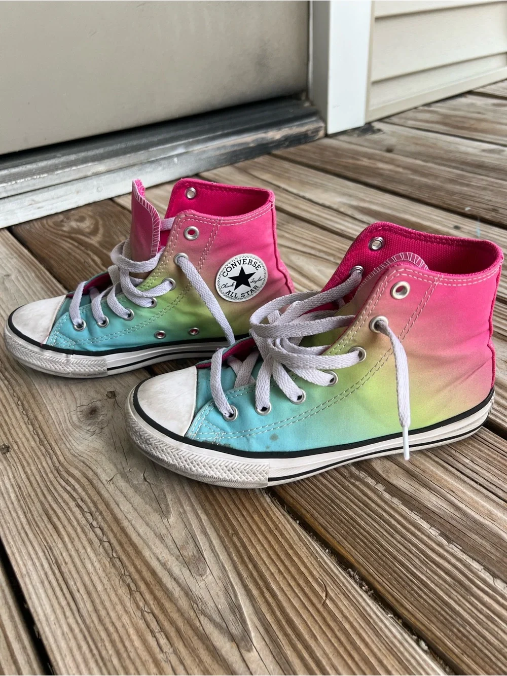 Converse Kids High Top Sneakers - Pink, Teal, Lime Gradient